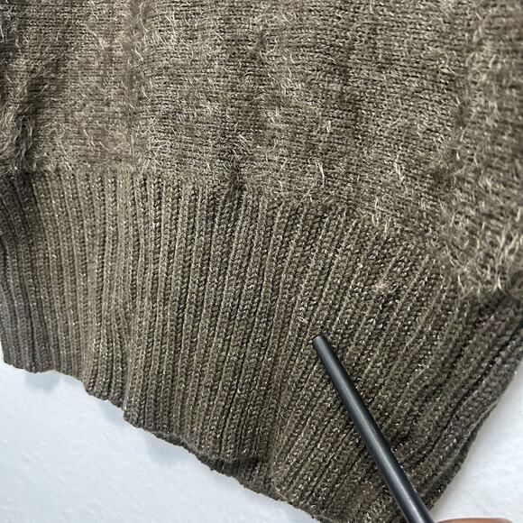 Alberto Makali Womens Large Fuzzy Sweater Brown Studded Fall Festive Cozy - Picture 8 of 8